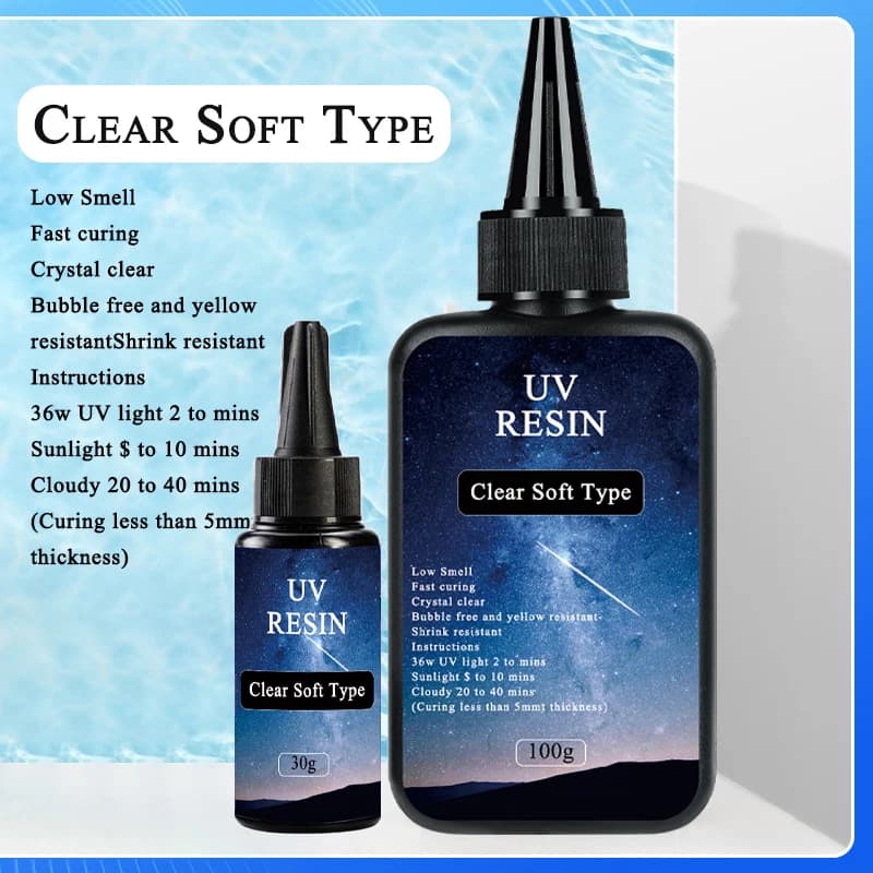 100 جرام راتنج UV - لاصق شفاف ناعم، راتنج UV شفاف عالي الجودة، لاصق راتنج ضوئي سريع التصلب - 2
