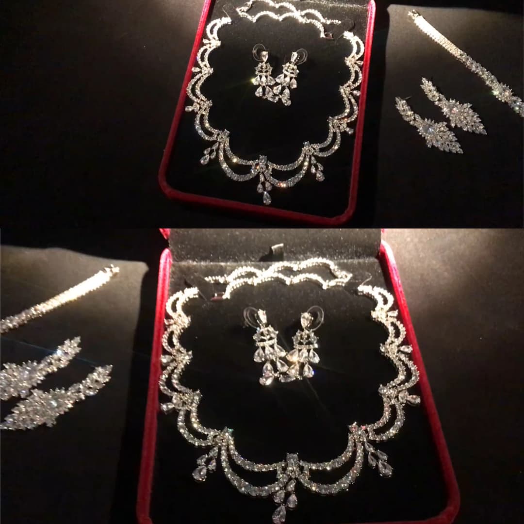 قلادة عروس، مجوهرات عالية الجودة، إكسسوارات فستان مرصعة بالزركونيوم، مجموعة أقراط، زينة، هدية عيد الميلاد وعيد الفطر - 6