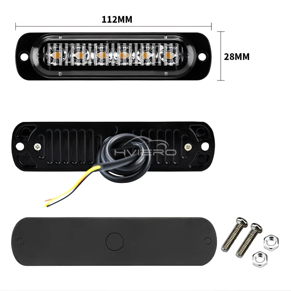 1X شاحنة 12V-24V LED تحذير وميض شبك مصباح وميض بار جانبي سيارة إشارة حمراء صفراء بيضاء إشارة دوران إضاءة ضباب دائمة - 5