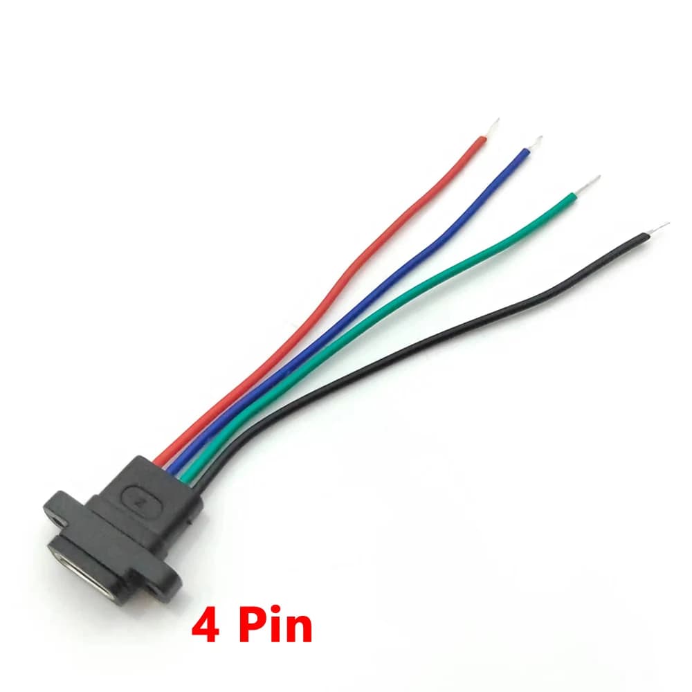 منفذ USB 3.1 Type C 4 دبوس مقاوم للماء مع ثقب مسمار، واجهة شحن سريعة مع كابل