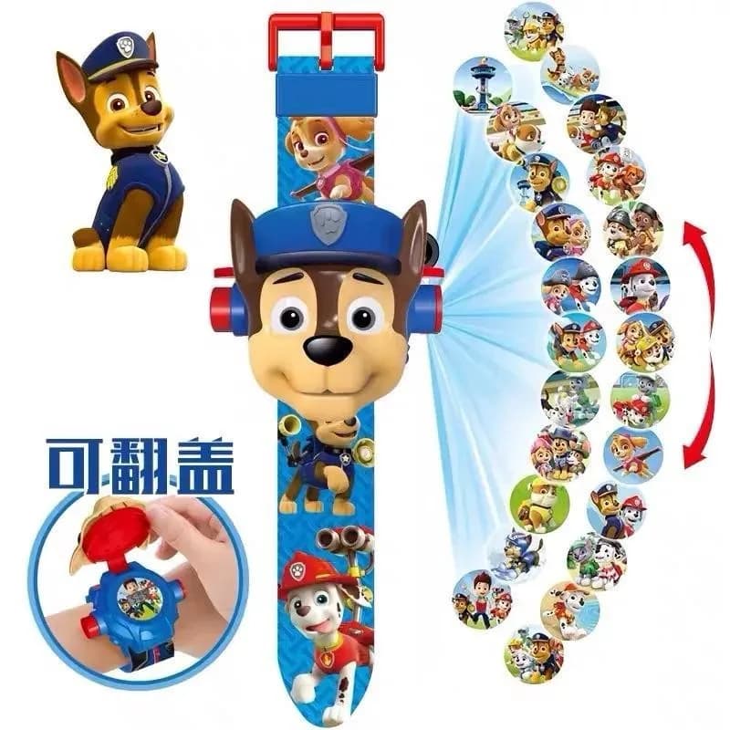مجموعة ألعاب شخصيات أكشن ثلاثية الأبعاد Paw Patrol مع ساعة إسقاط تشيس مارشال روكي، إكسسوارات أنيمي وسوار معصم للأطفال - 2