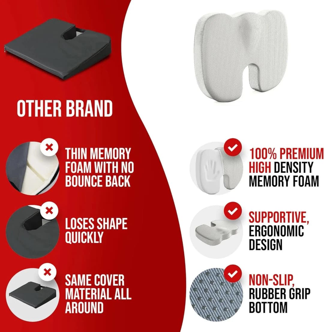 Ergonomic Memory Cotton Office Cushion Hemorrhoid Cushion Chair Cushion Sedentary Artifact Student Ass Cushion - 5