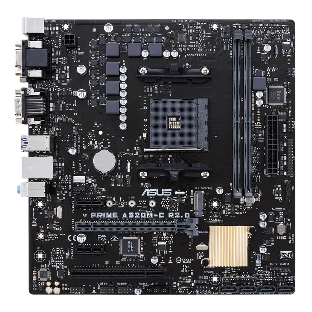 لوحة أم ASUS PRIME A320M-C R2.0 مقبس AM4 شريحة A320M ذاكرة DDR4 حتى 32 جيجابايت دعم M.2 متوافق مع معالجات Ryzen 5 5600 وRyzen 5700 وRyzen 2600 وRyzen 7 3700 مقاس Micro ATX - 2