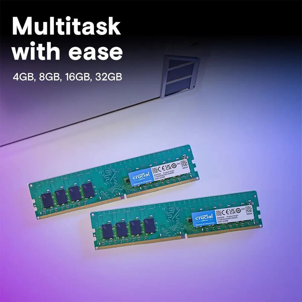 Crucial Memory Desktop RAM DDR4 16GB 4GB 8GB 3200MHz 2133 2400 2666MHz DIMM 288Pin PC4-21300 25600 19200 17000 Non-ECC PC RAMs - 2