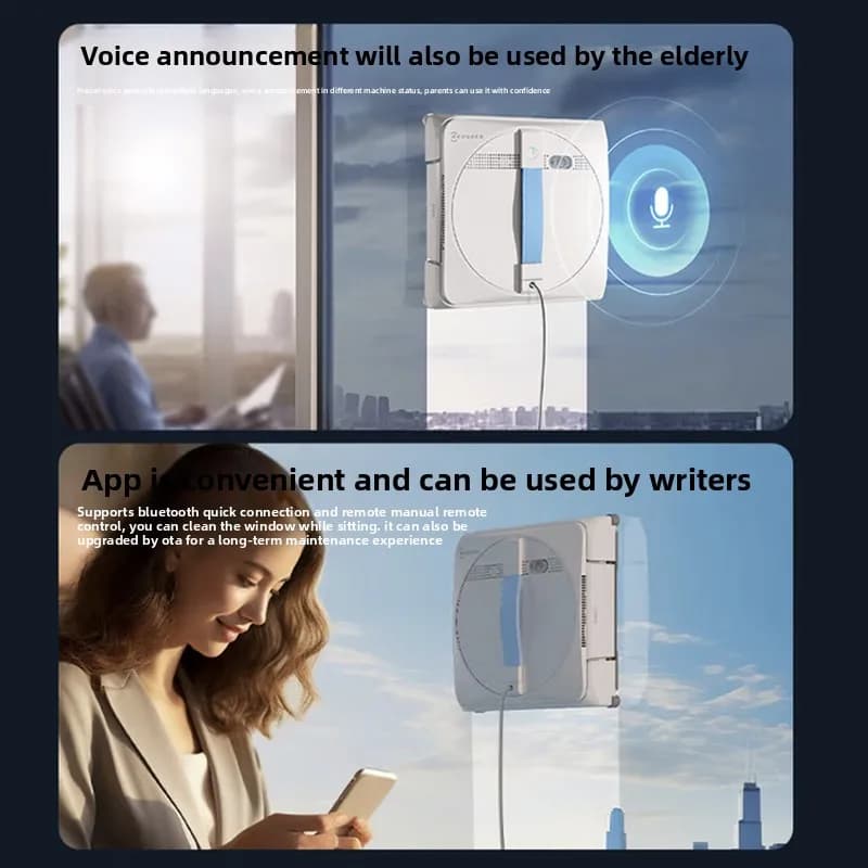 روبوت تنظيف النوافذ الأصلي من Ecovacs W1s Plus مع رش المياه، جهاز تنظيف ذكي للمنزل يعمل بشكل أوتوماتيكي بالكامل - 4