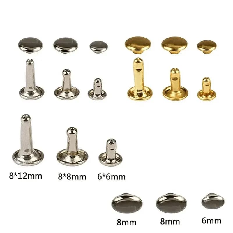 Metal Double Cap Rivets Studs Round Rivet for DIY Leather Craft Bag Belt Clothing Garment Shoes Pet Collar Fixing Tools - 3