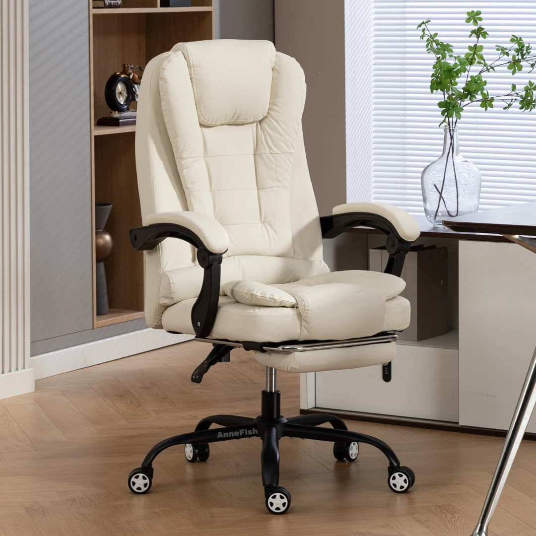 كرسي مكتب كبير من AnneFish مع مسند للقدمين ودعم أسفل الظهر كرسي ألعاب قابل للتعديل الارتفاع بعجلات دوارة - 6