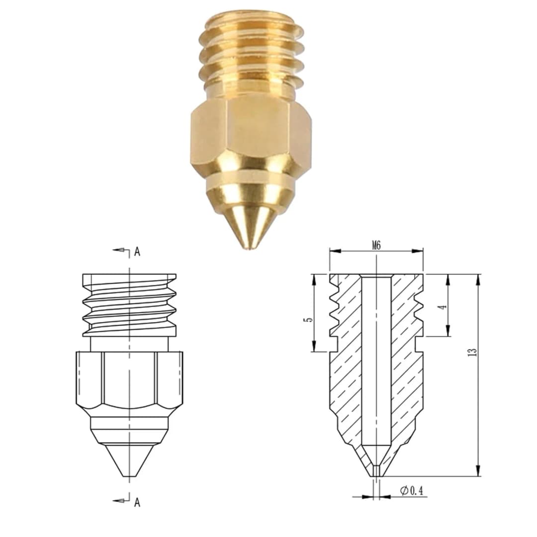 Creality Official Ender 3 S1 Nozzles 0.4/0.6mm 5pcs,for Ender 3/Pro/V2/Max/Neo, Ender5/Pro/Plus, Ender 6 3D Printer Accessory - 3