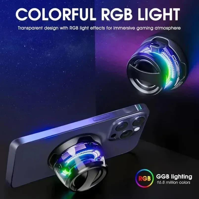 سماعة ستيريو محمولة صغيرة للسفر سماعة بلوتوث مغناطيسية خارجية لاسلكية مع إضاءة ملونة RGB وحامل هاتف لنظام IOS - 2
