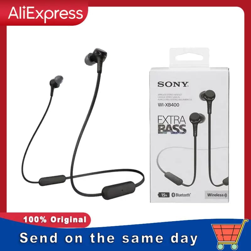 Sony WI-XB400 Powerful Bass Neck Hanging Bluetooth Earphones Deep Bass Wireless Stereo Call Clear and Long lasting Battery Life