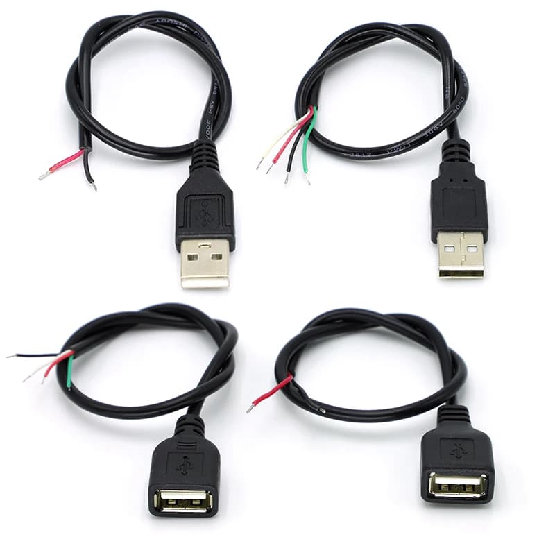 كابل إمداد طاقة 30 سم مع 2 دبوس USB 2.0 وأنثى/ذكر 4 دبوس، مناسب للمشاريع الشخصية