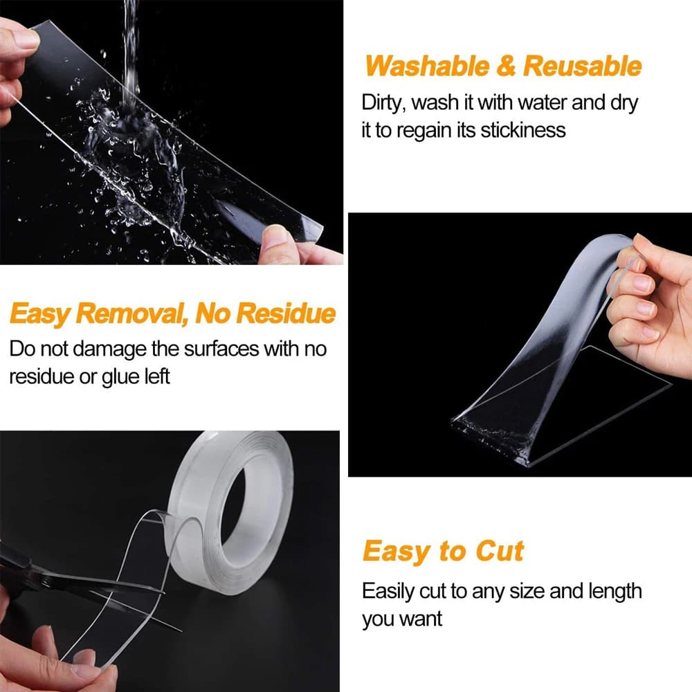 1-10M Nano Double Sided Tape Heavy Duty Transparent Adhesive Strips Strong Sticky Multipurpose Reusable Waterproof Mounting Tape - 3
