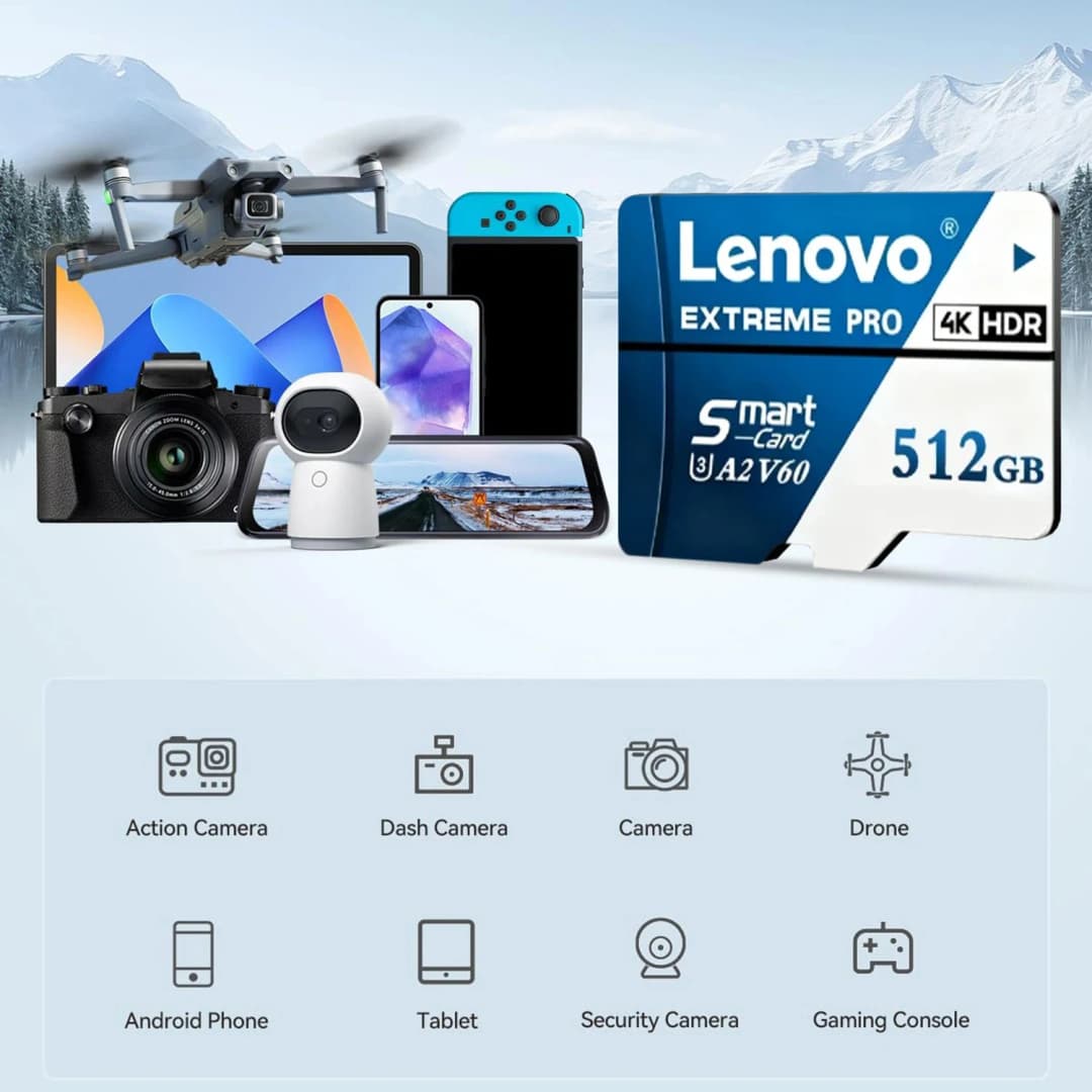 Lenovo Extreme Pro Micro SD Card High Speed Transfer Cartão De Memória 128GB 256GB 512GB U3 V60 TF Flash Card for Camera Drone - 2
