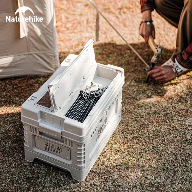 Naturehike Camping Box 60L Large Capacity Folding Storage Box 25L 30L 50L Home Bedside Table Outdoor Travel Picnic PP Sundry Box - 4