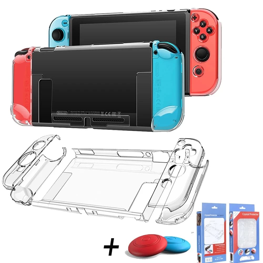 حافظة حماية شفافة عالية لجهاز Nintendo Switch حافظة حماية كاملة رقيقة للغاية مقسمة لوحدة تحكم الألعاب