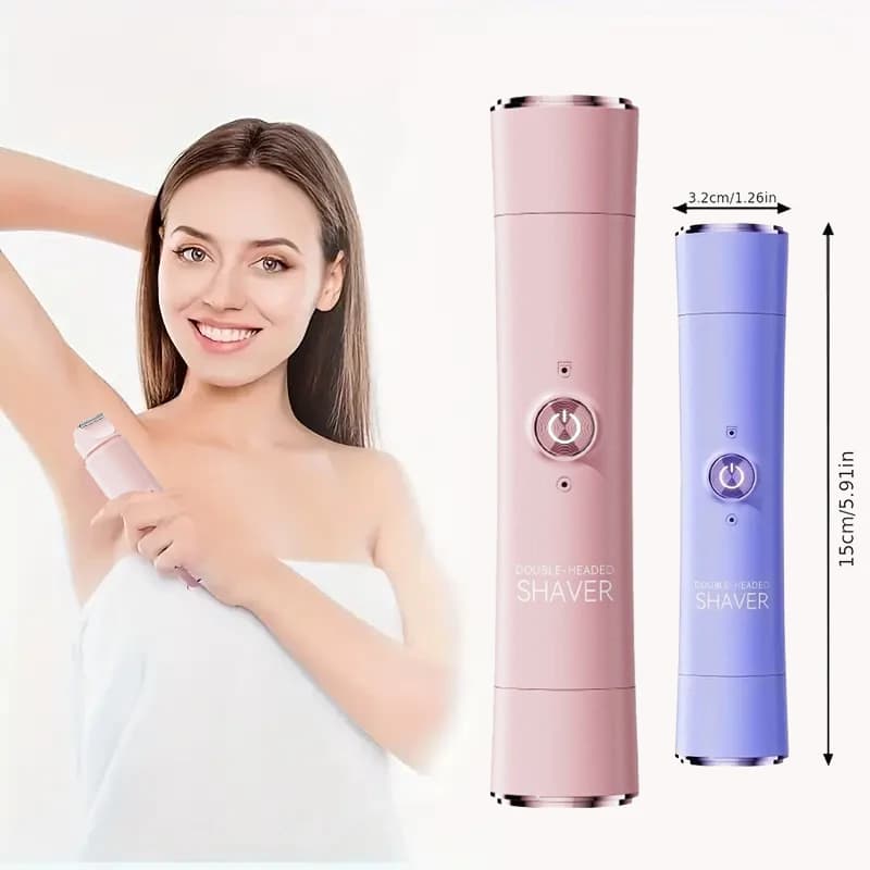 2-in-1 Wireless Rechargeable Electric Shaver, Suitable for Women - Dual Head Bikini Trimmer, Suitable for Both Dry and Wet Use - 6