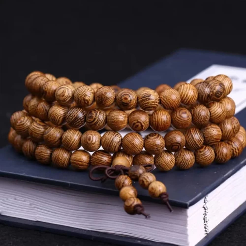Natural Sandalwood Bracelet Men Buddhist Buddha Meditation Bead Bracelet For Women Prayer 108 Beads Rosary Hanging Decoration - 3