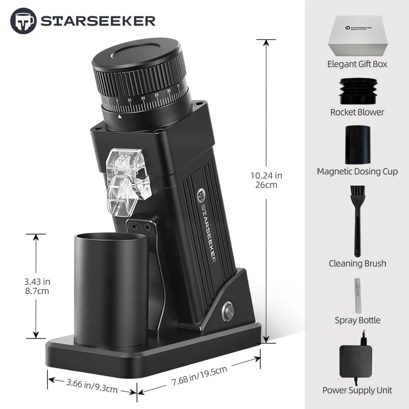مطحنة قهوة كهربائية من STARSEEKER E55Pro، 55MM، مخروط إسبريسو، ضبط نعومة بلا درجات، مطحنة حبوب القهوة الباردة، أسود - 6