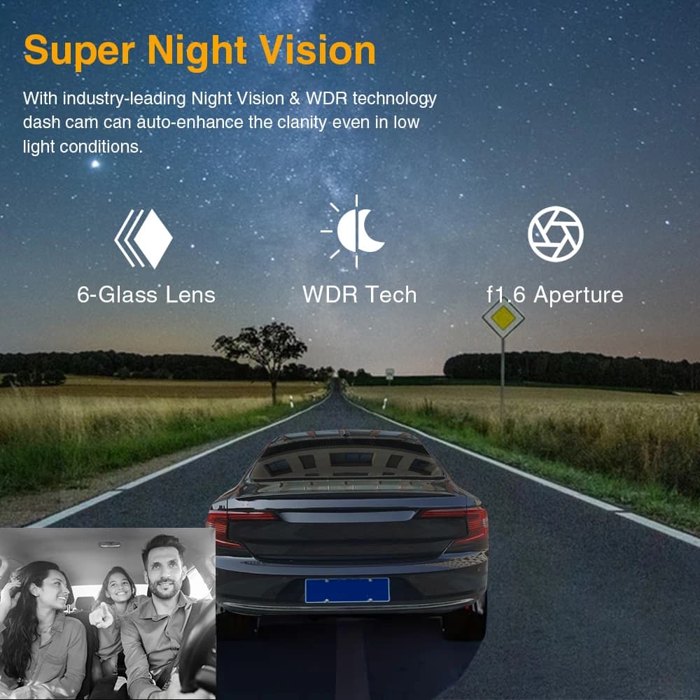 Dual Lens Car Camera DVR 1080P Front Interior View Dashcam Vehicle Video Recorder Night Vision Loop Recording Black Box - 3