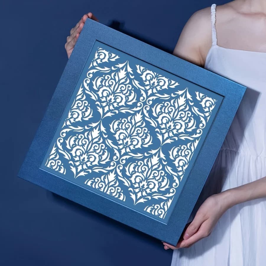 قالب داماسك، قالب PET معتم قابل لإعادة الاستخدام 12x12 بوصة لديكور الأثاث والجدران - 5