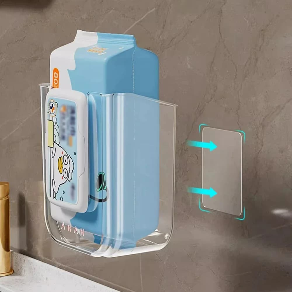 Tissue Box Bathroom Non Perforated Wall Mounted Wet Tissue Storage Box with Large Opening and Strong Load-bearing Capacity - 5