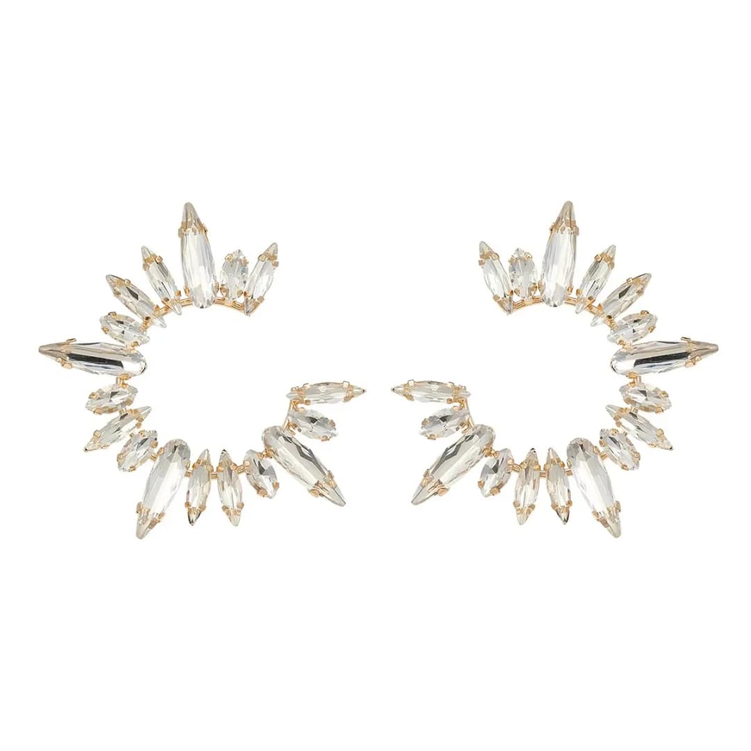 أقراط متدلية لامعة مرصعة بالكريستال على شكل أشعة الشمس، إكسسوارات أقراط مسائية أنيقة للنساء - 5