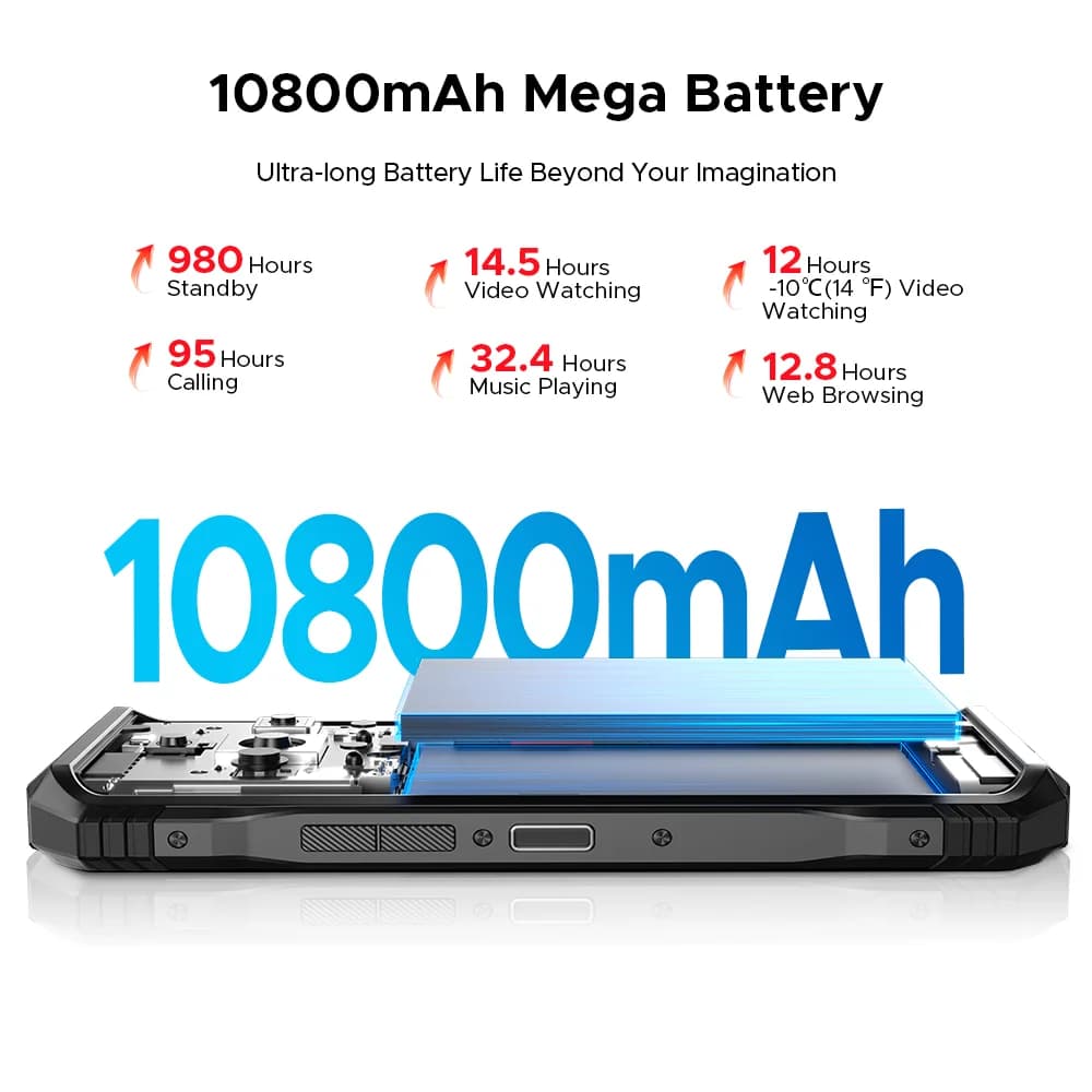 إصدار عالمي DOOGEE S118 Pro هاتف محمول متين 5G بمعالج Dimensity 7050 وبطارية 10800mAh وشاشة 6.6 بوصة FHD بمعدل تحديث 120Hz وذاكرة وصول عشوائي 8GB وسعة تخزين 512GB مع تقنية NFC - 5