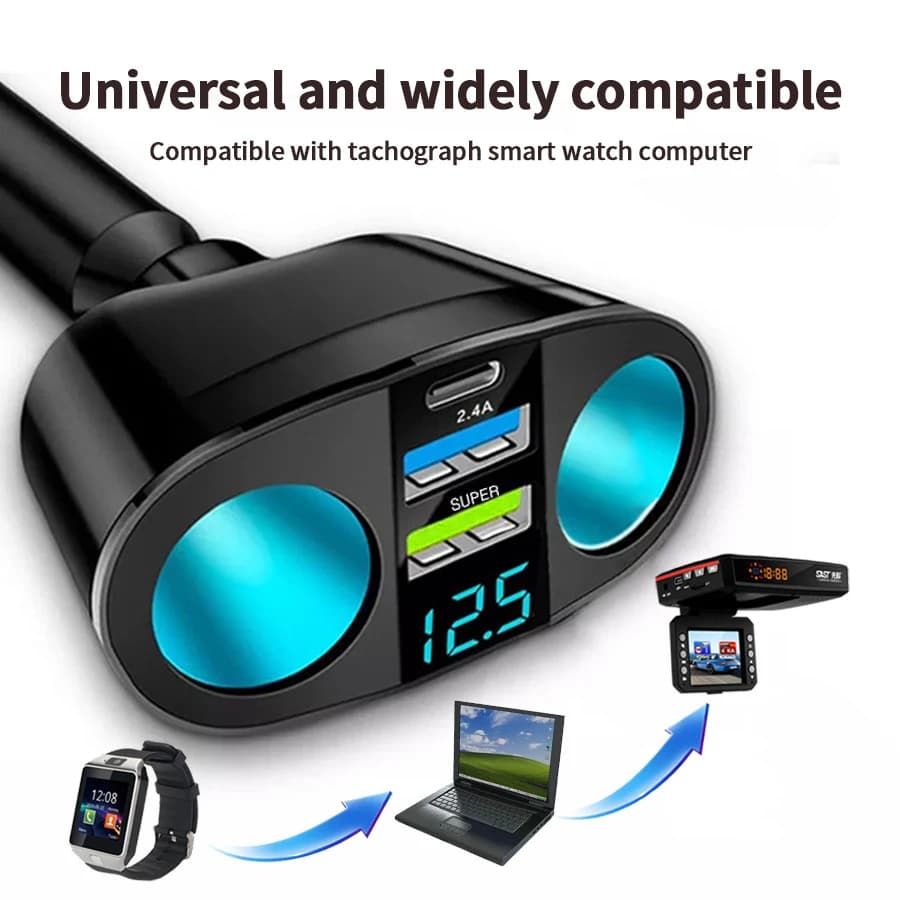 1pcs 120W QC3.0 Car Charger 12V/24V Dual USB Power Adapter Fast Charging Car Lighter Socket For Most Auto Car Accessory - 3