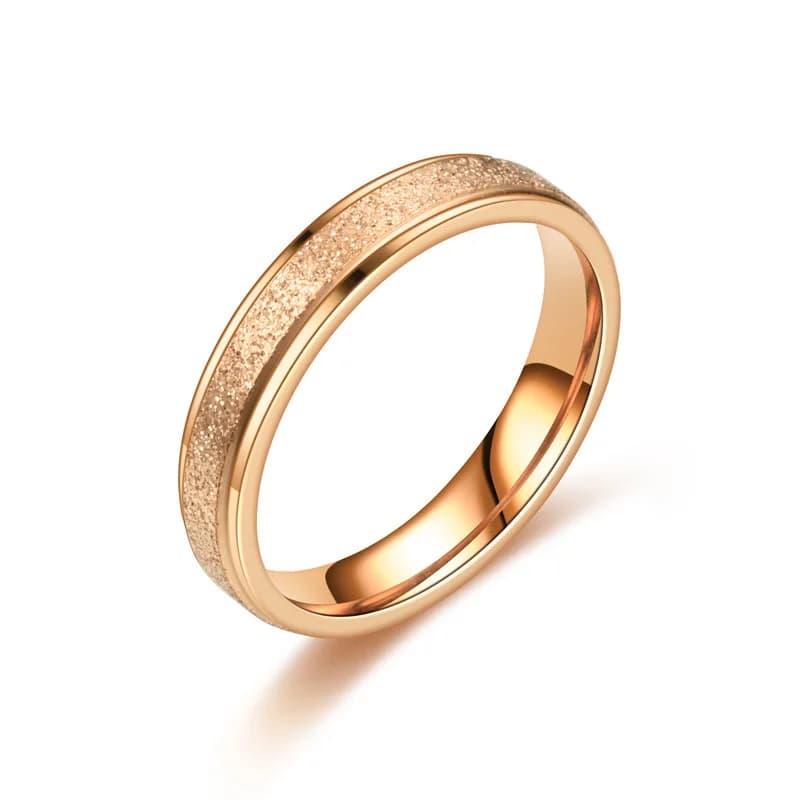 4mm Minimalist Thin Stackable Stainless Steel Ring Black for Lovers Frosted Round Knuckle Rings Wedding Band Engagement Jewelry - 5