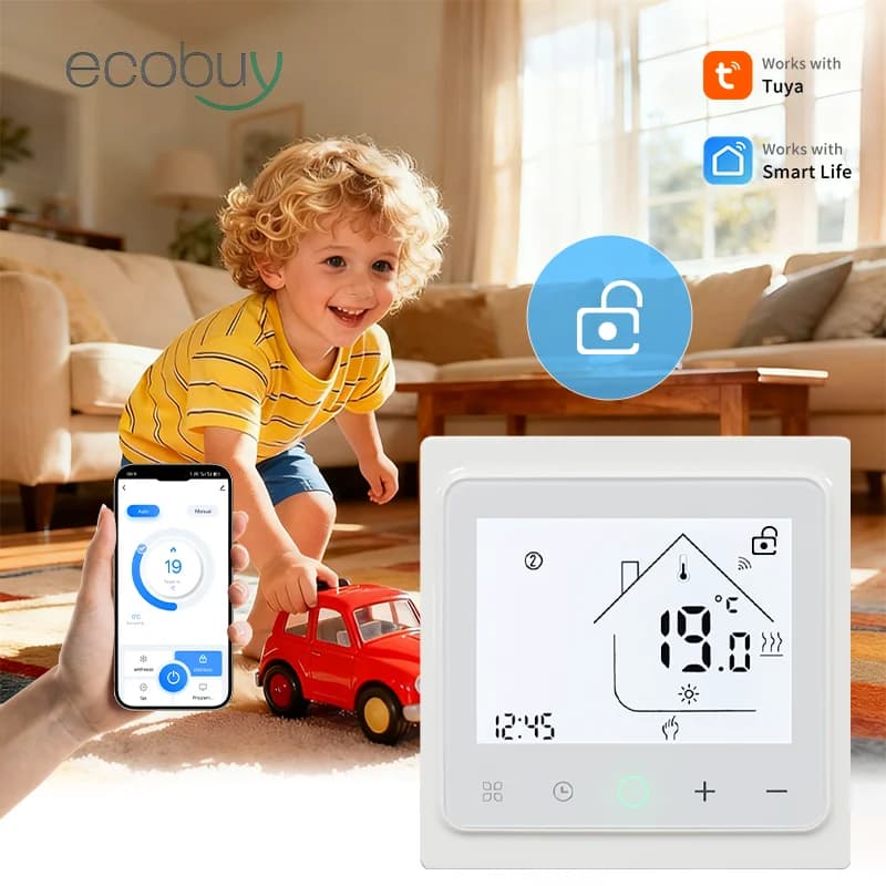 مويس ترموستات ذكي تيا زيغبي/واي فاي للتحكم في درجة الحرارة لتدفئة الأرضيات المائية/الكهربائية وغلاية الغاز يعمل مع أليكسا وجوجل هوم - 6