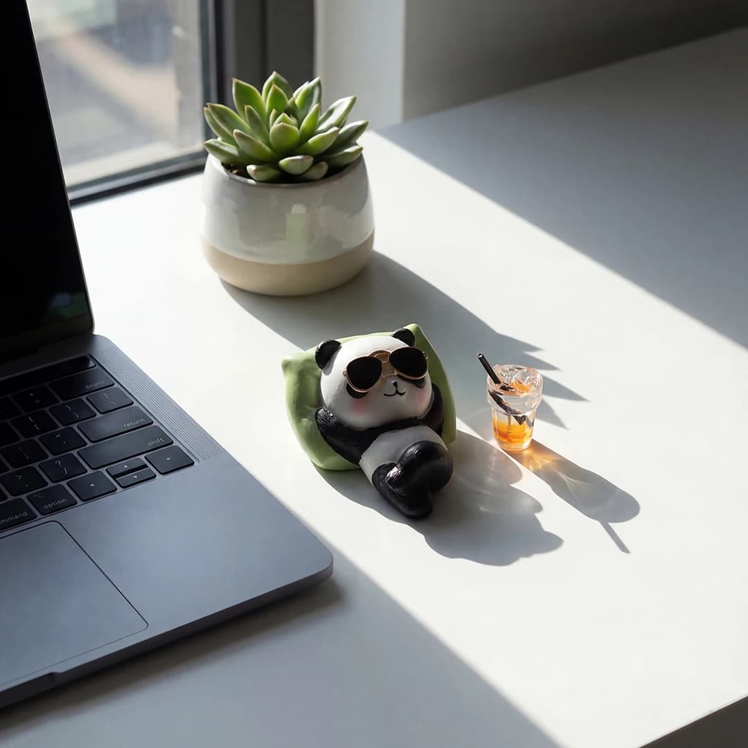 Cute Panda & Bunny Car Dashboard Decor Relaxed Resin Animal Figurines for Car Interior Decor & Home Office Desk Mini Statues - 6
