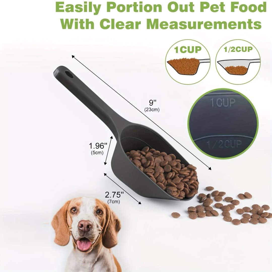 2-Pack Dog Food Scoop, Pet Food Scoop with Measurement Lines for 1/2 Cup and 1 Cup, Plastic Pet Food Scoop Suitable for Dogs - 3