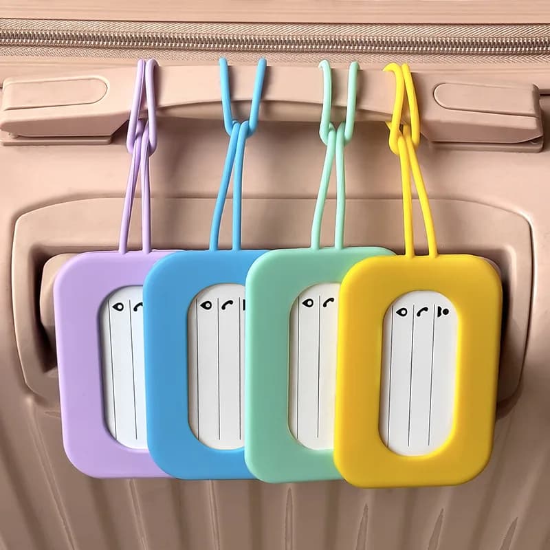 Fashion Solid Color Silicone Luggage Tag Suitcase Bag Name Id Card Address Holder Portable Tag Handbag Tag Travel Accessorie