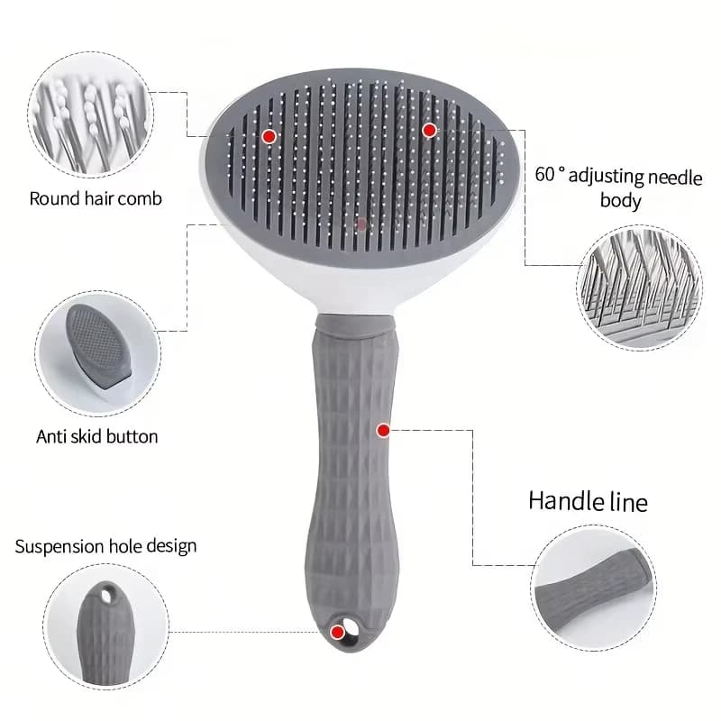 Pet dog brush; cat brush; one-button pet hair removal brush; dog and cat beauty tool; pet hair removal brush. - 2