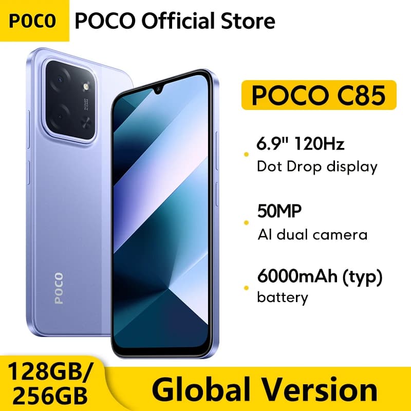 POCO C85 Global Version Smartphone 128GB 256GB MTK Helio G81-Ultra 6.9" Dot Drop Display 50MP Main Camera 6000mAh 33W Charging