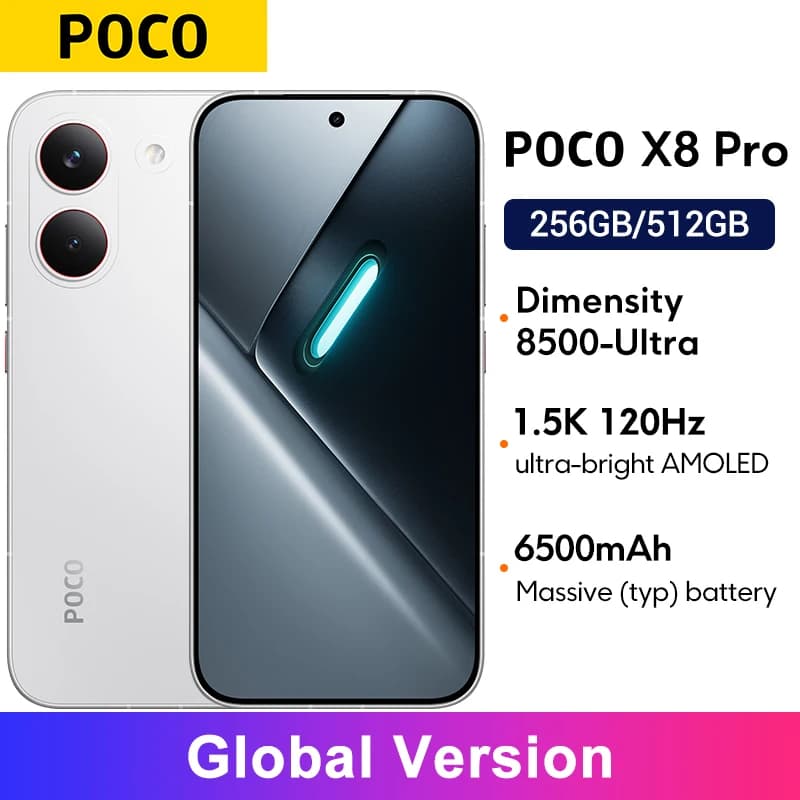 POCO X8 Pro Global Version Smartphone 6500mAh battery Dimensity 8500-Ultra  6.59" 1.5K 120Hz AMOLED display 50MP