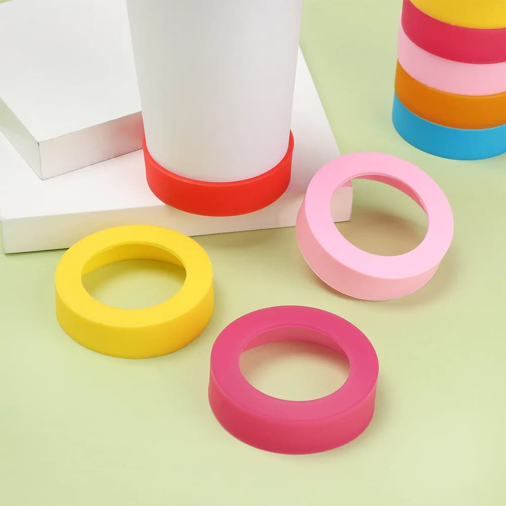 حاملات أكواب ترمس سيليكون مقاومة للانزلاق، حصائر طاولة دائرية عازلة للحرارة، حصيرة مضادة للسقوط لأكواب الماء، أداة مطبخ