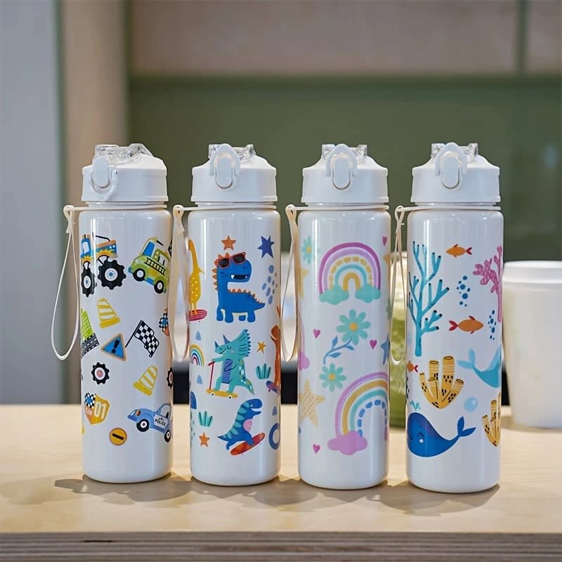 1pc 750ml 23OZ cartoon car series plastic water bottle, multiple styles available, suitable for outdoor sports, holiday - 3