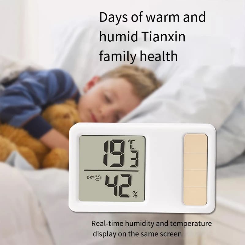 Solar power Temperature and Humidity Meter Mini Portable Humidity Digital Electronic Temperature Detection Meter for Bedroom - 4