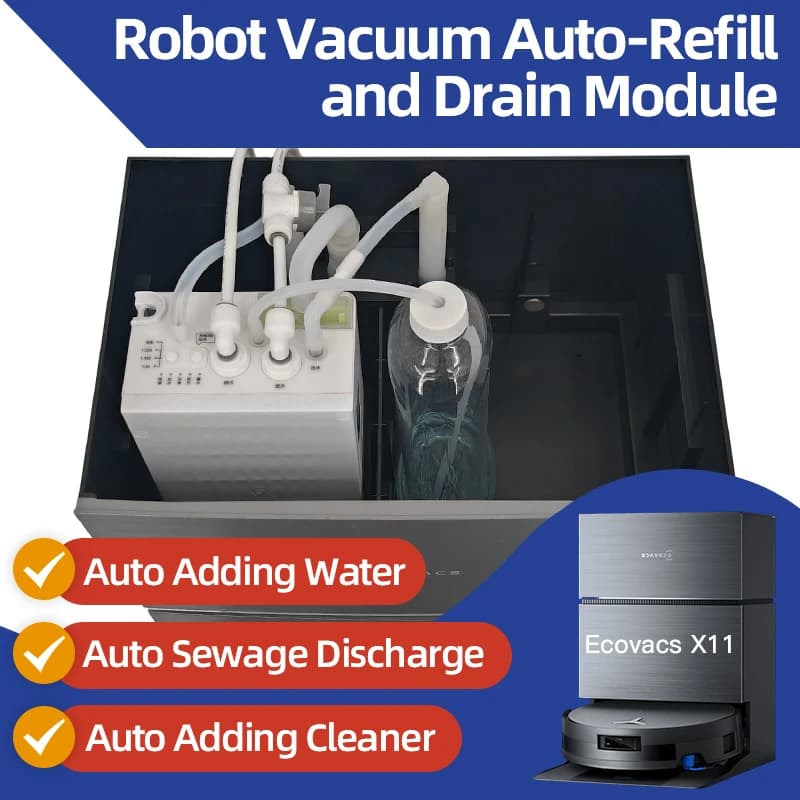 Ecovacs X11/X12/T90/X9/T50/X8/X1 Robot Vacuum Water Change Kit Auto Water Refill and Drain water hookup kit accessories Module