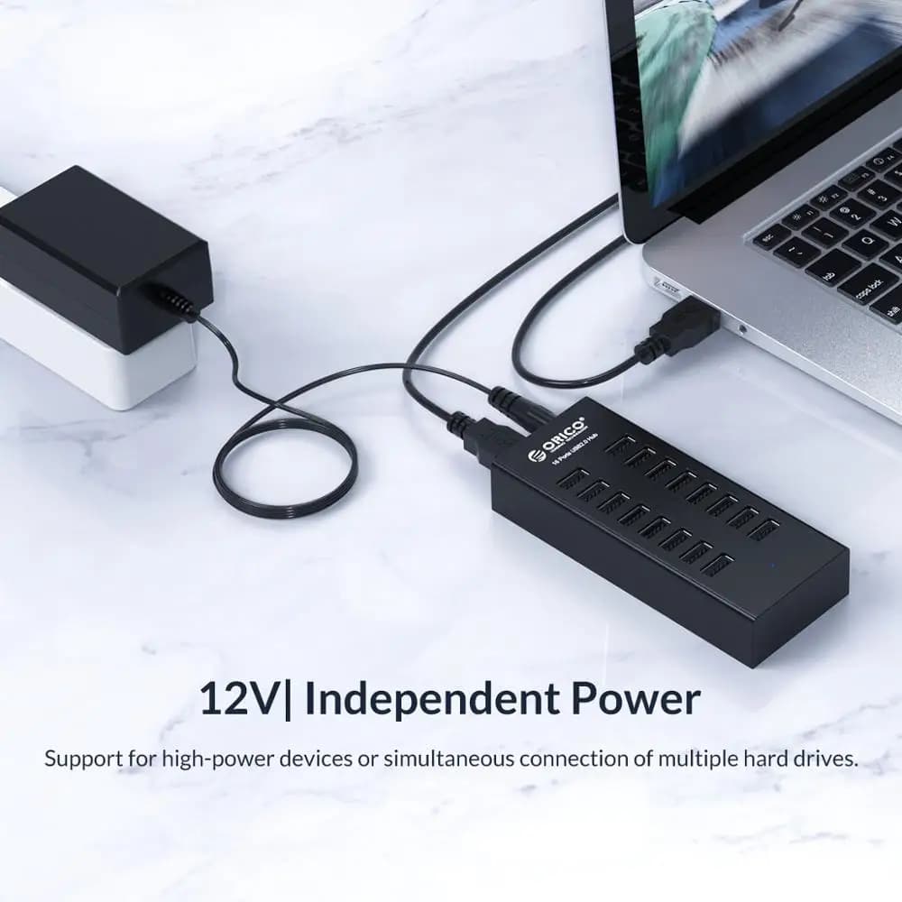 موزع USB صناعي ORICO 16 منفذ ألمنيوم محول طاقة محطة إرساء لإكسسوارات الكمبيوتر متجر Orico الرسمي - 5
