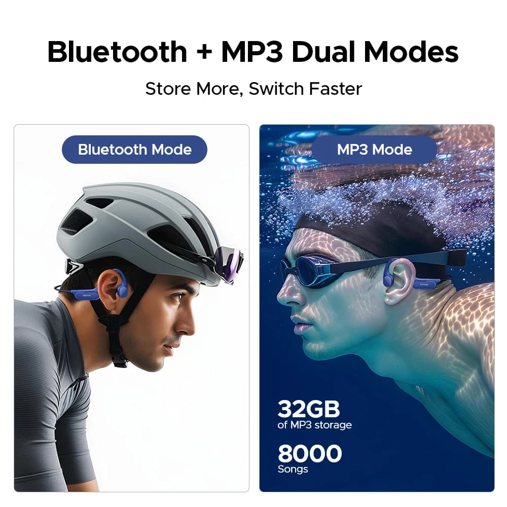 DOOGEE BoneBeat Swim Lite Bone Conduction Headphones Bluetooth 5.4 10 Hours Battery Life IP68 Waterproof Sports Headphones - 6