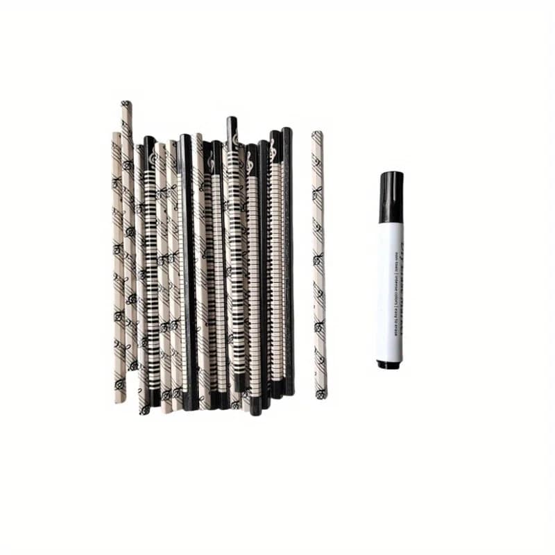 10Pcs Piano Music Note Pencil + 4pcs Pencil Eraser Stationery HB Wooden Painting Sketch Pen Exquisite Gift - 3