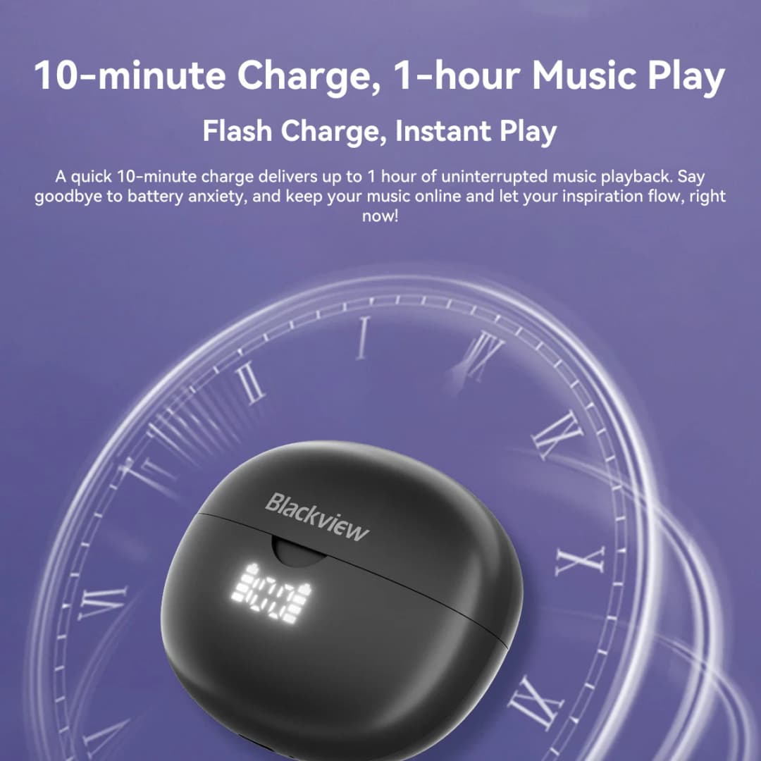 سماعات أذن Blackview AirBuds 13 OWS مع مشبك أذن وشاشة LED مقاومة للماء IPX7 بطارية 400mAh بلوتوث 5.4 سماعات رياضية مع ميكروفون - 4