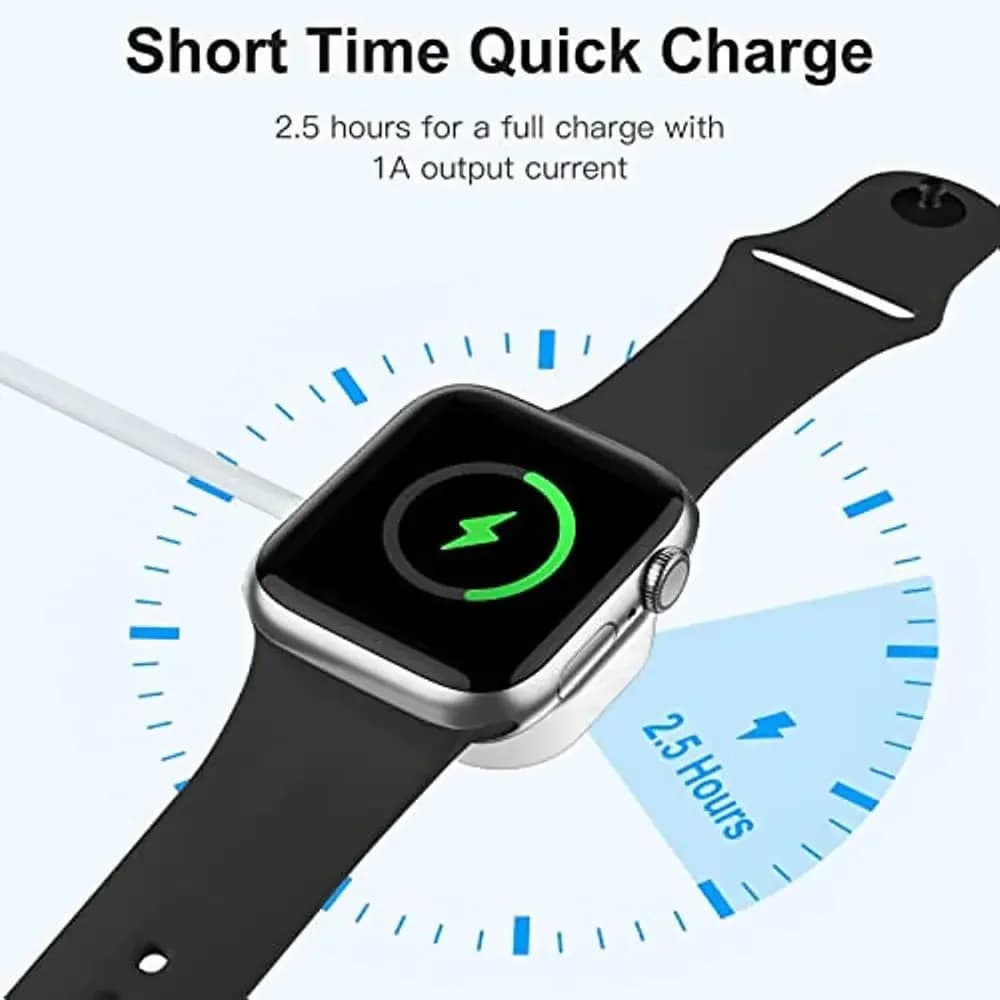كابل شحن متعدد مع شاحن ساعة أبل - كابل شحن سريع قابل للسحب محمول مع لايتنينج/Type C/iWatch لهواتف آيفون - 4