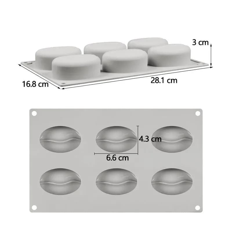 6 Cavities 3D Coffee Bean Silicone Ice Cube Mold Beans Mould Candy Fondant Mousse Cake Milk Chocolate Dessert Soap Wax Molds - 3