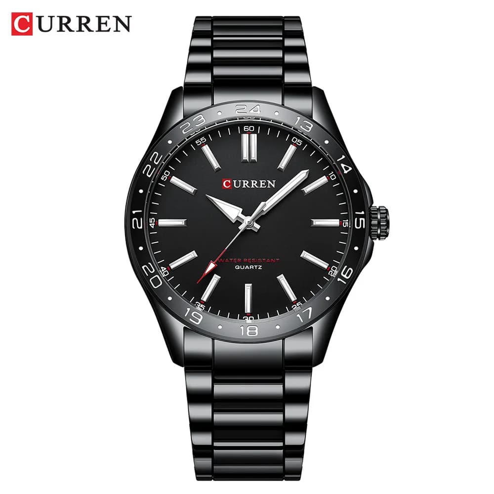 CURREN 8452 Men Quartz Watch Simple Fashion Leisure Business Clock Black Silvery Stainless Steel Strap Wristwatch for Male - 4