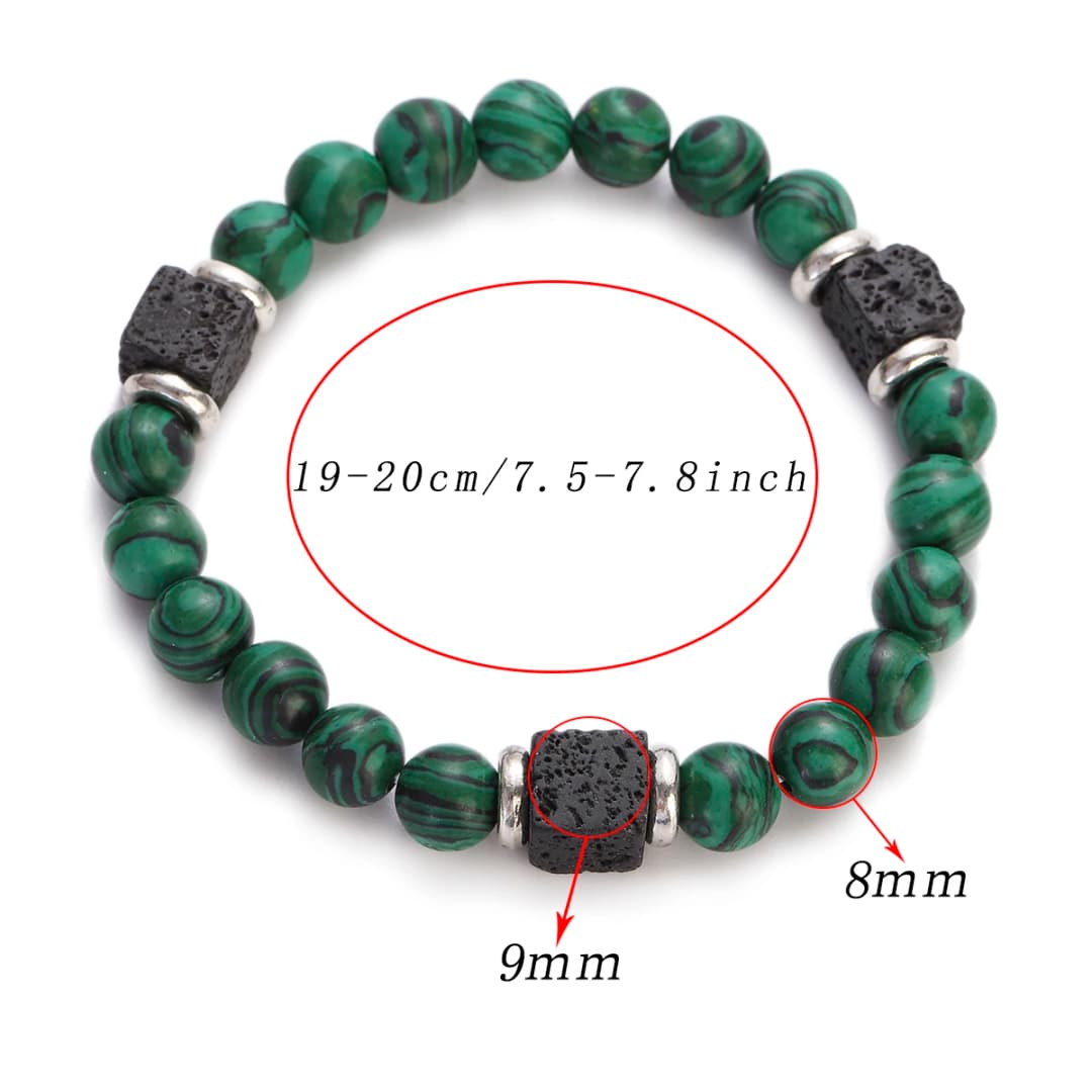 Classic Malachite Bracelets Men Jewelry Healing Lava Beads Bracelet Pulsera Diabetes Relief Bracelet Women - 5