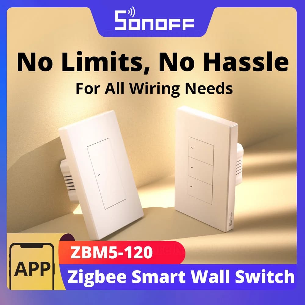 SONOFF ZBM5-120 Zigbee Smart Wall Switch Voice Control via eWeLink App Alexa Google No Neutral Wire Relay Detach Smart Scene