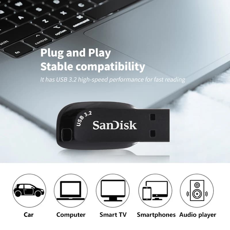 SanDisk USB 3.2 Flash Drive 128GB 64GB 32GB Up to 100Mb/s Pen Drive Original storage Memory Stick for Computer U disk pendrive - 2